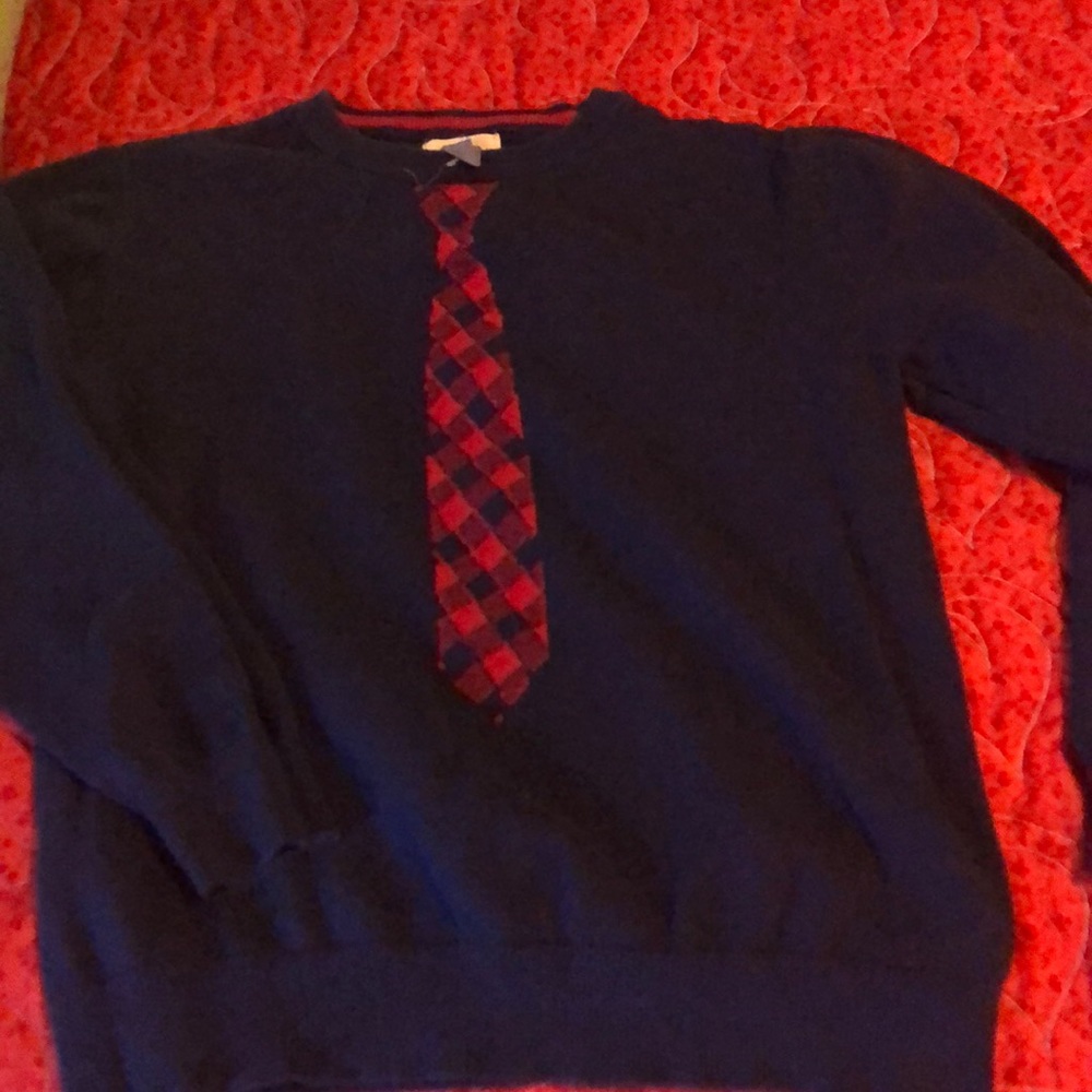 Old Navy sweater with printed tie on front